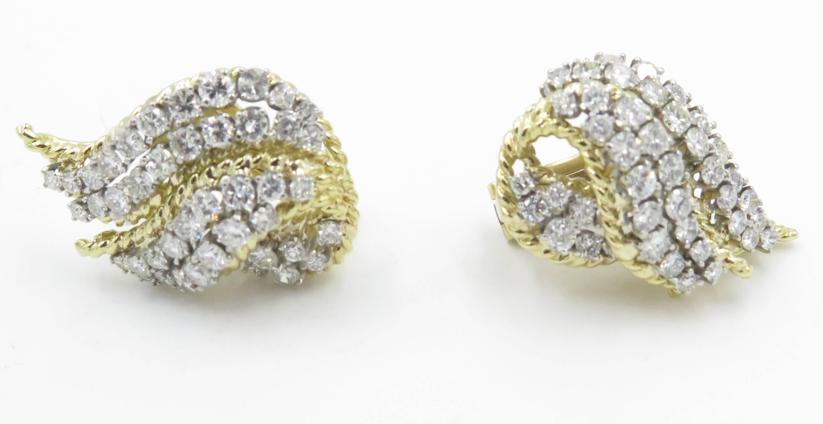 Gorgeous Pair of Diamond Gold Earrings 1