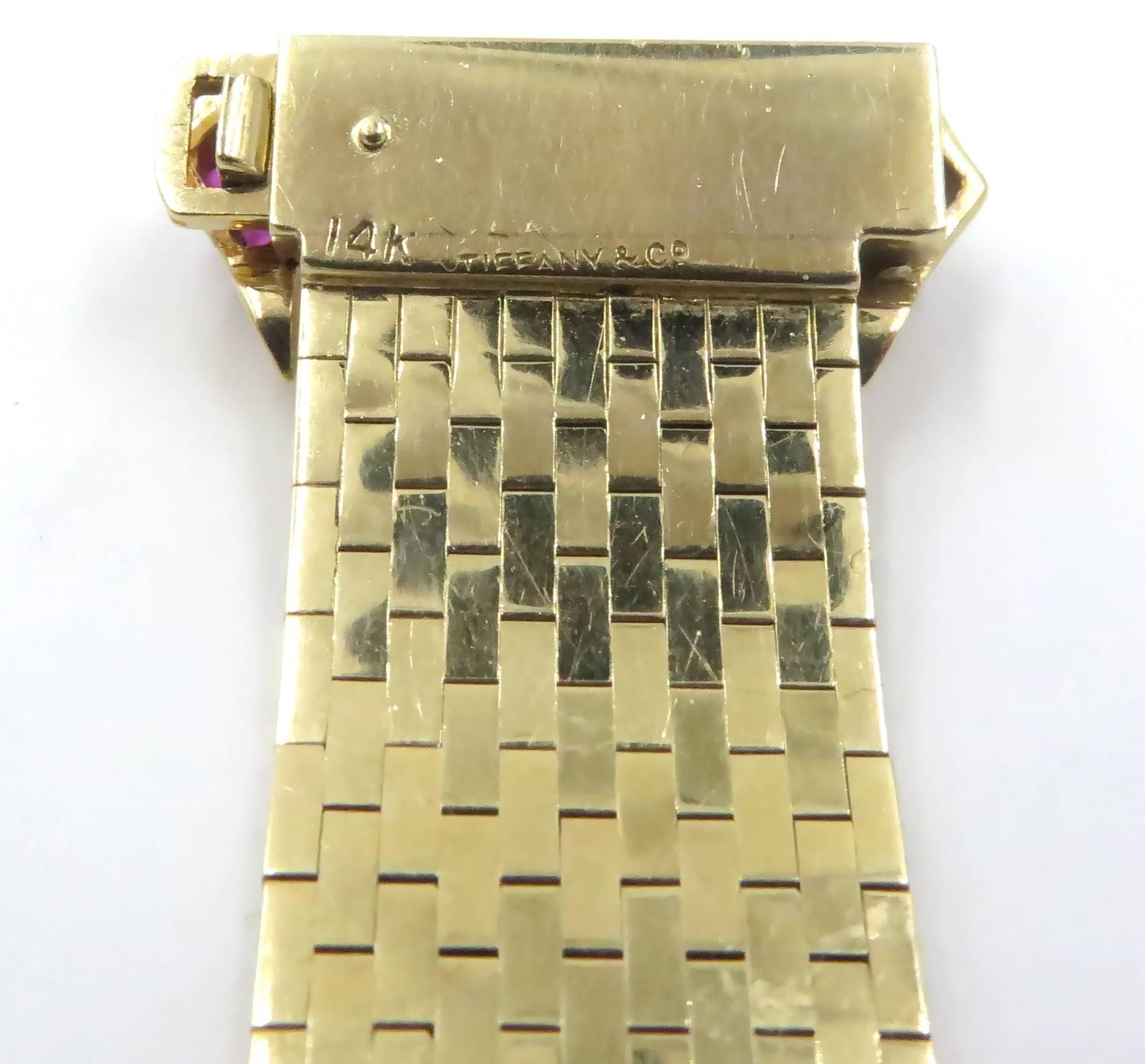 1940s Tiffany & Co. Ruby Diamond Gold Buckle Bracelet 5