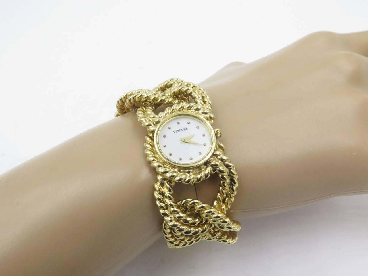 Women's or Men's VERDURA Gold Rope LInk Bracelet Watch.