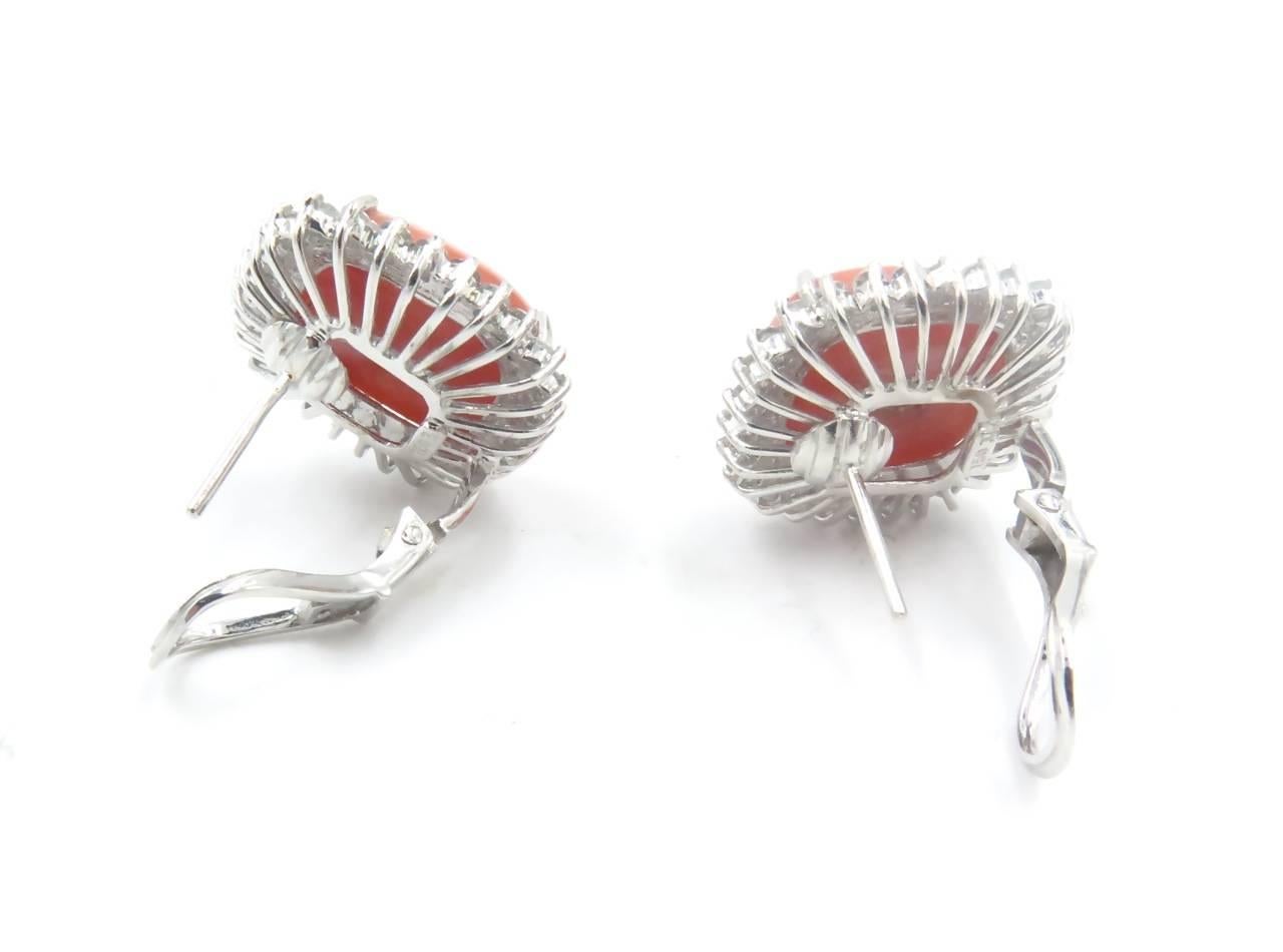 A Beautiful Pair of Coral and Diamond Earrings. 1