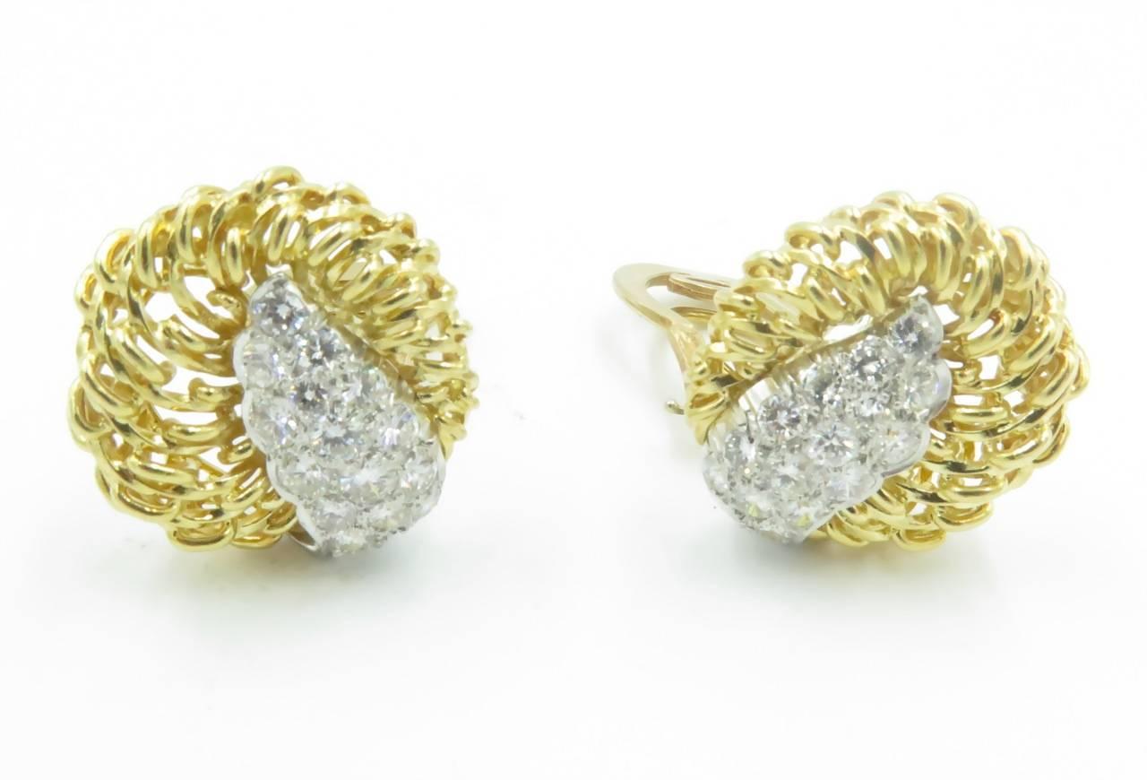 Women's or Men's Diamond Gold Platinum Earrings.