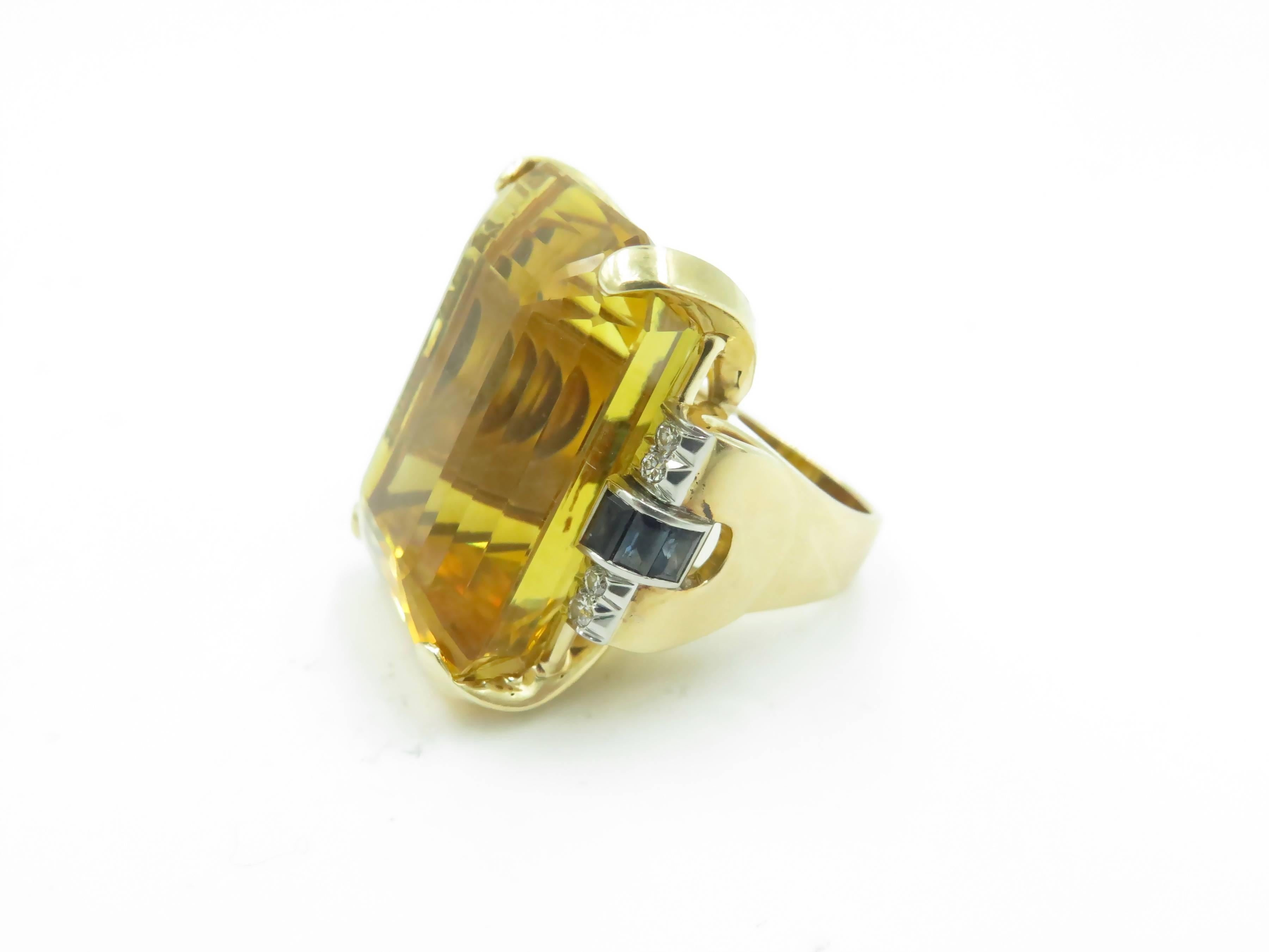 Women's Citrine, Sapphire and Diamond Ring