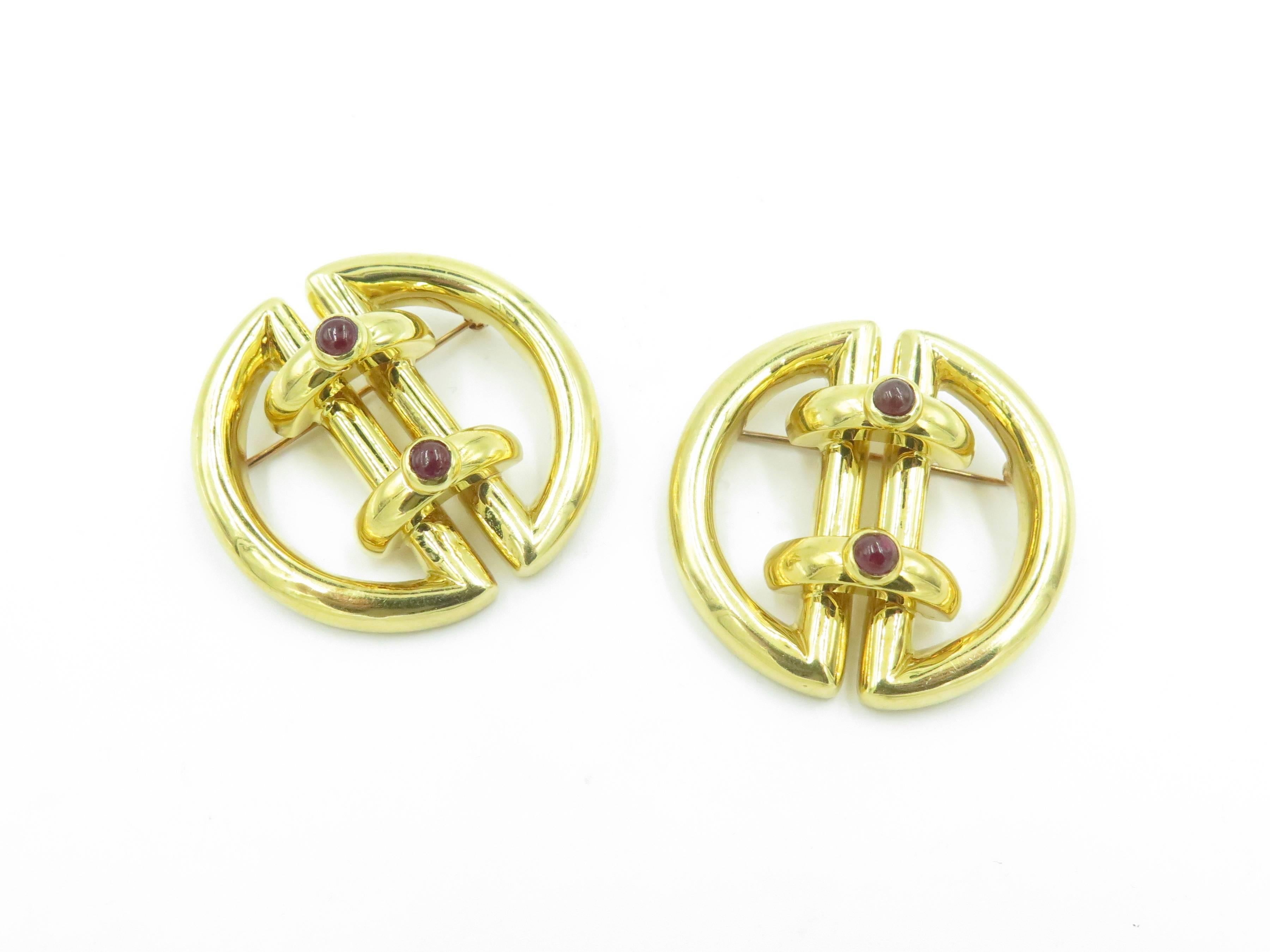 Tiffany & Co., Ruby and Gold Clip Brooches In Excellent Condition In New York, NY