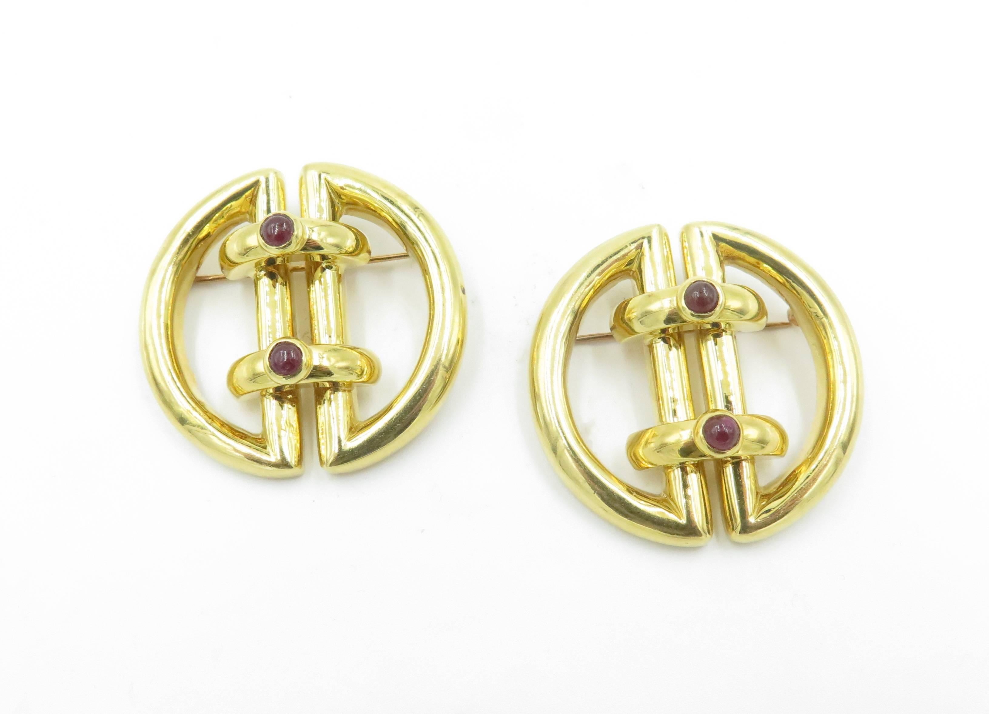 Women's Tiffany & Co., Ruby and Gold Clip Brooches