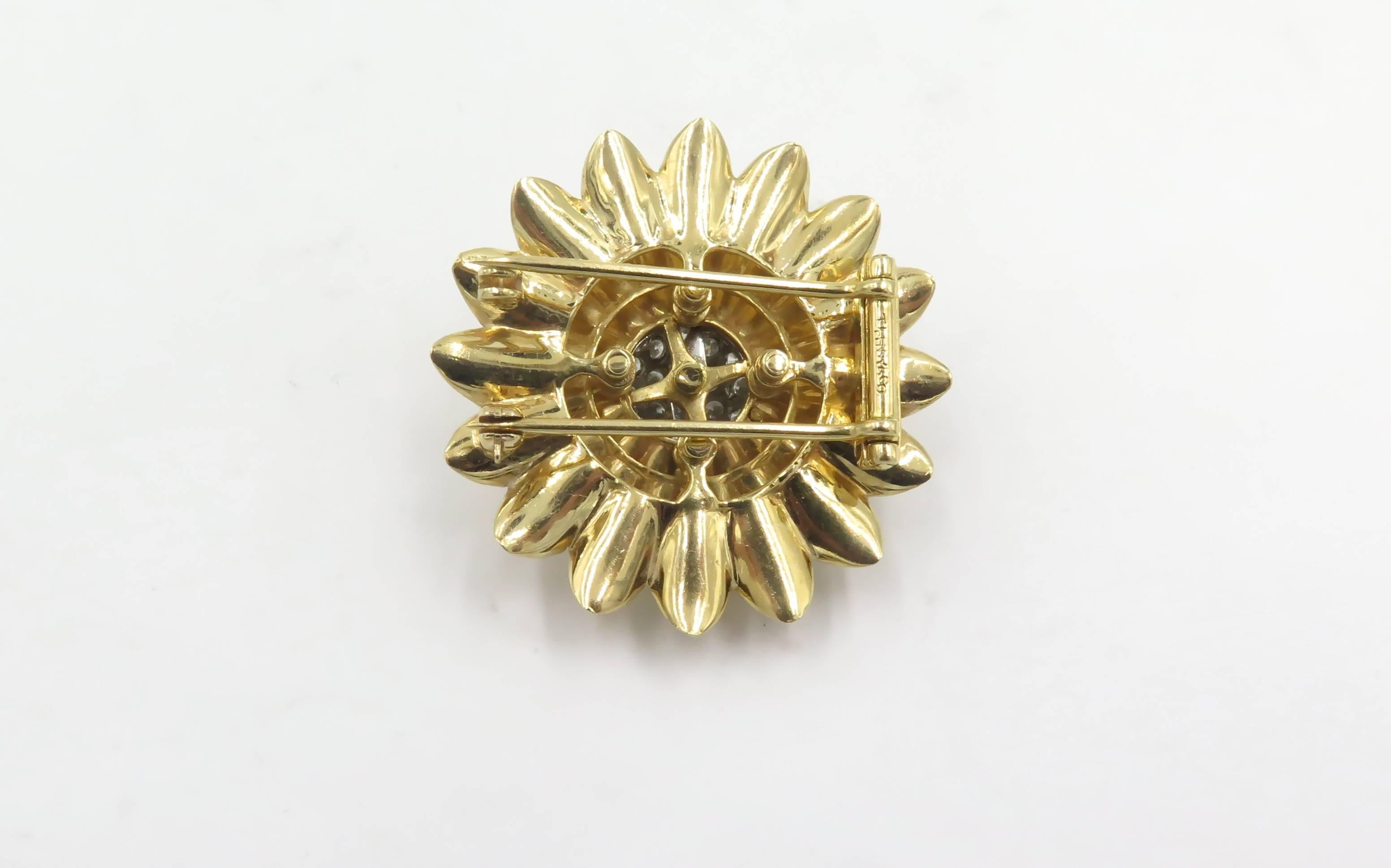 Women's or Men's Tiffany & Co. Diamond Gold Brooch, circa 1950