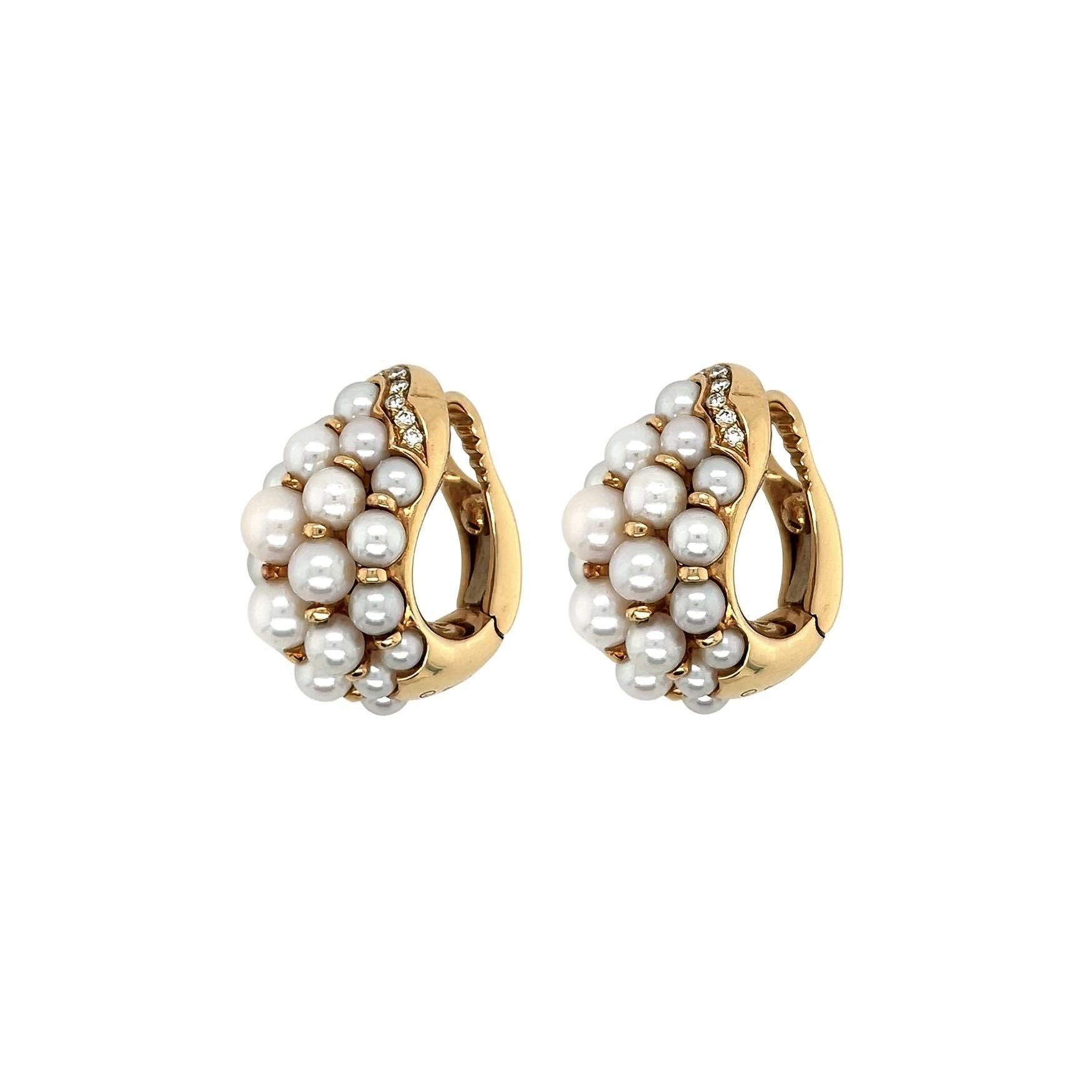 Orecchini a cerchio con perle e diamanti CARTIER In condizioni buone in vendita a New York, NY