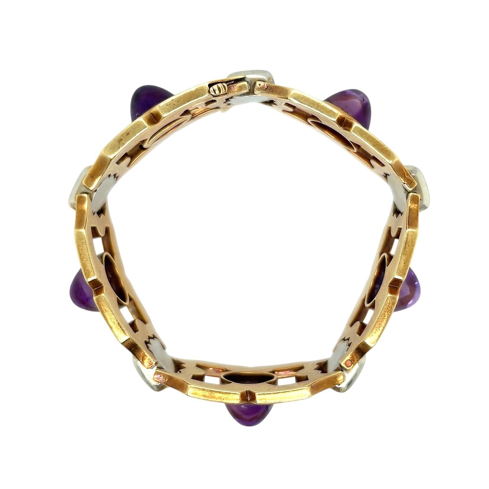 Bracciale A Link in oro bicolore con ametista francese degli anni '40 In condizioni buone in vendita a New York, NY
