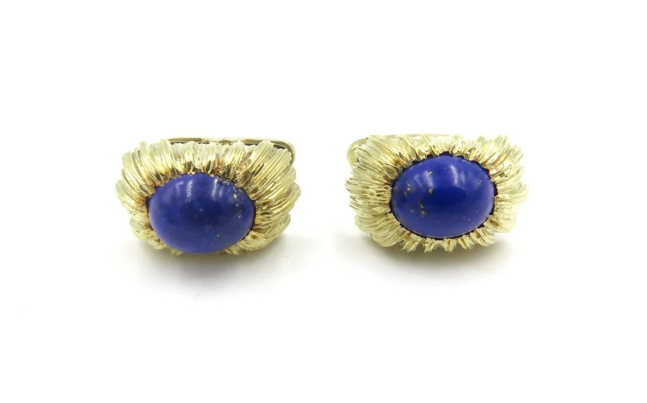 Lapis Lazuli and Gold Cufflinks In Excellent Condition In New York, NY