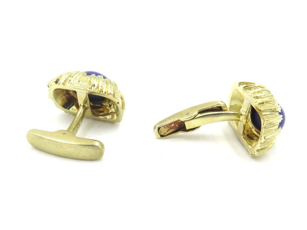 Women's or Men's Lapis Lazuli and Gold Cufflinks