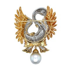 Broche « Cygne » en or, perles et diamants