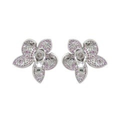 White Gold Pink Sapphire Diamond Orchid Earrings