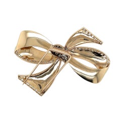 1950s Gold Platinum Diamond Bow Brooch