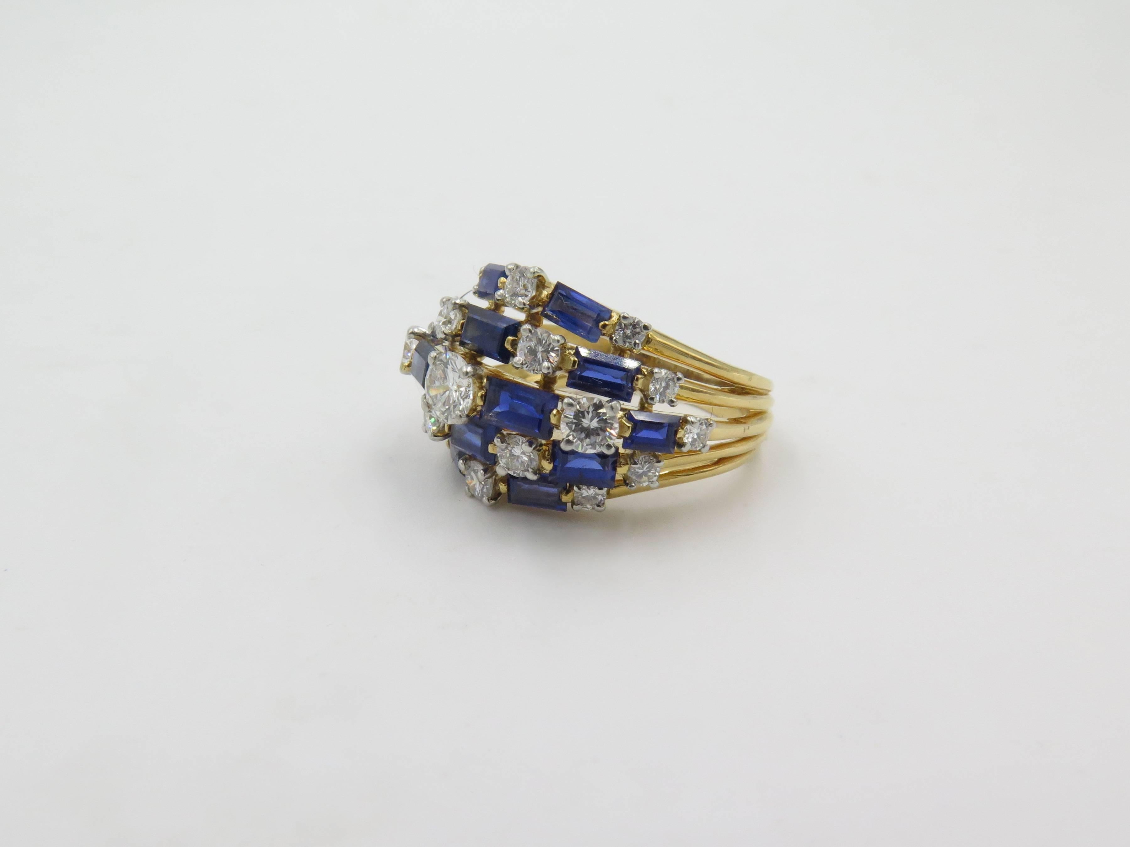 Contemporary Oscar Heyman Sapphire Diamond Gold Ring