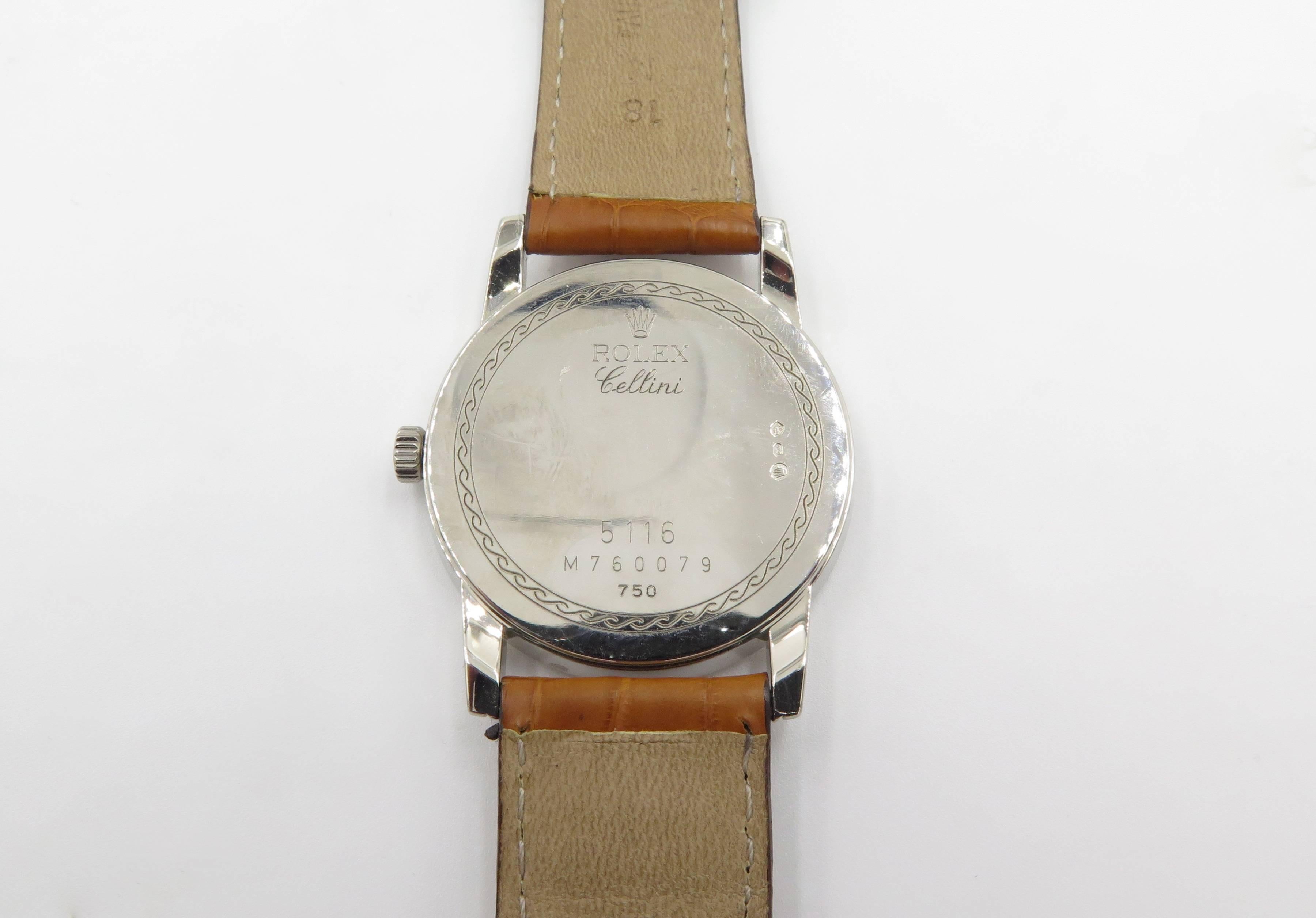 Rolex White Gold Cellini Manual Wristwatch In Excellent Condition In New York, NY