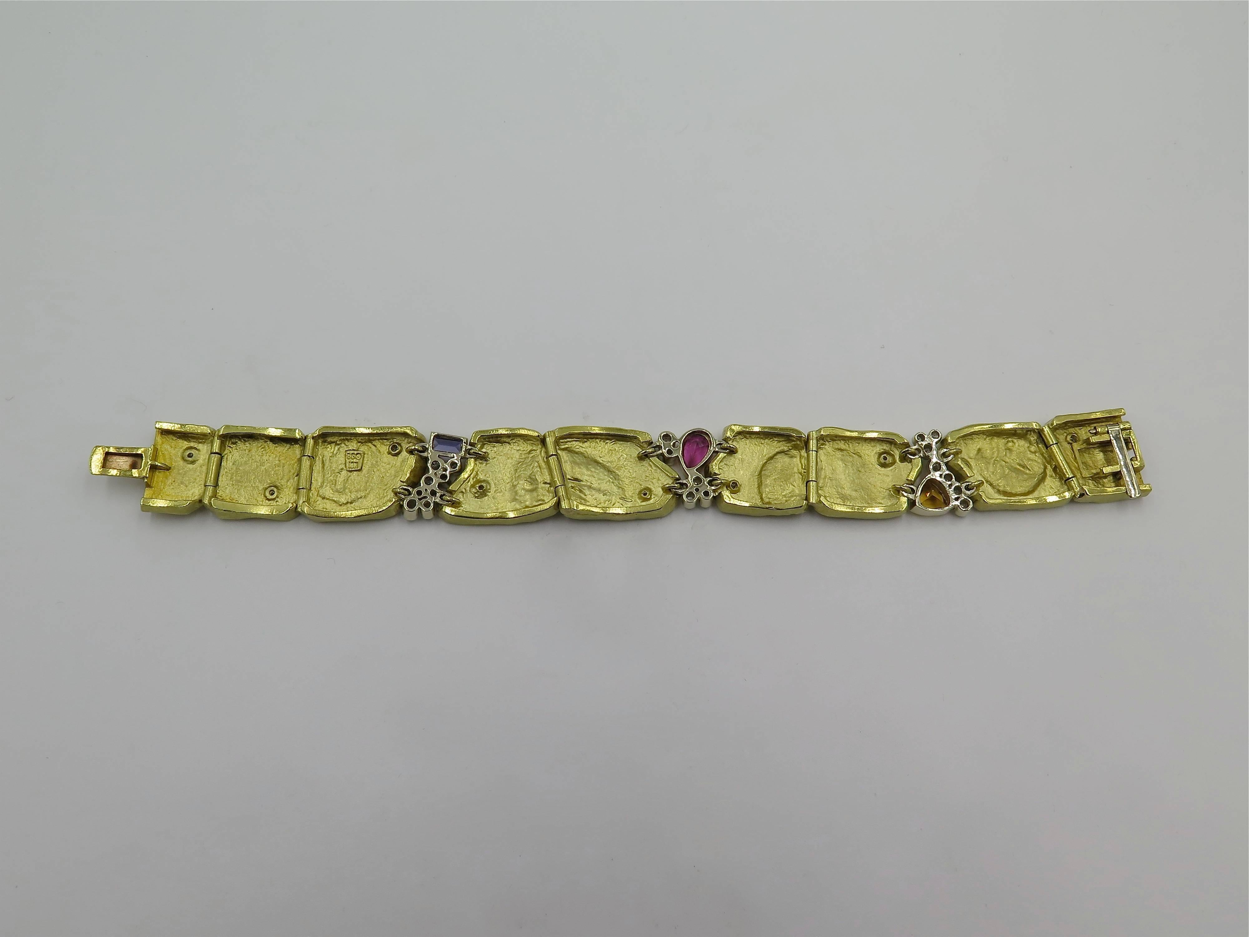 Contemporary Seidengang Yellow Gold, Gem Set and Diamond Bracelet