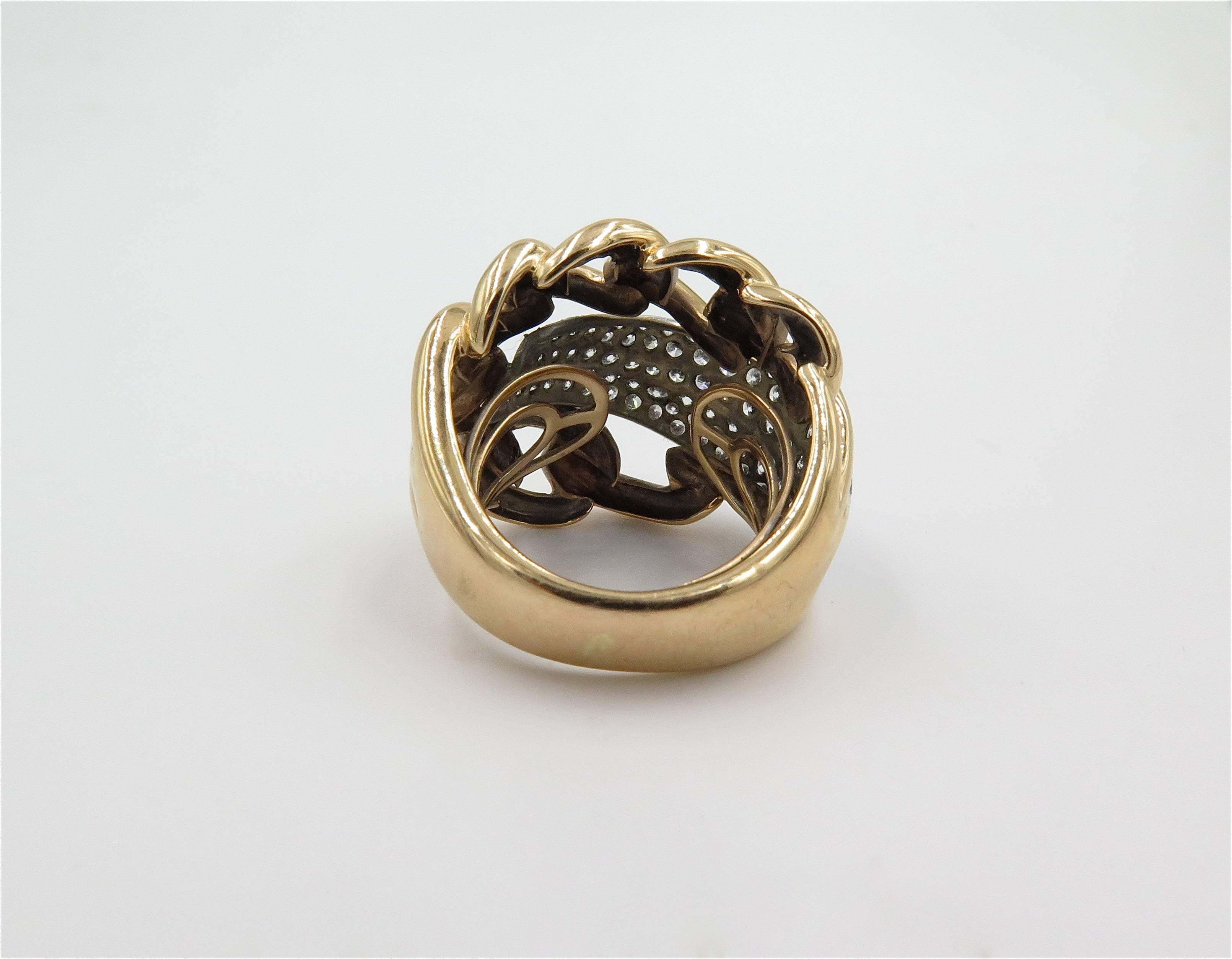 Diamond Rose Gold Cable Ring In Excellent Condition In New York, NY
