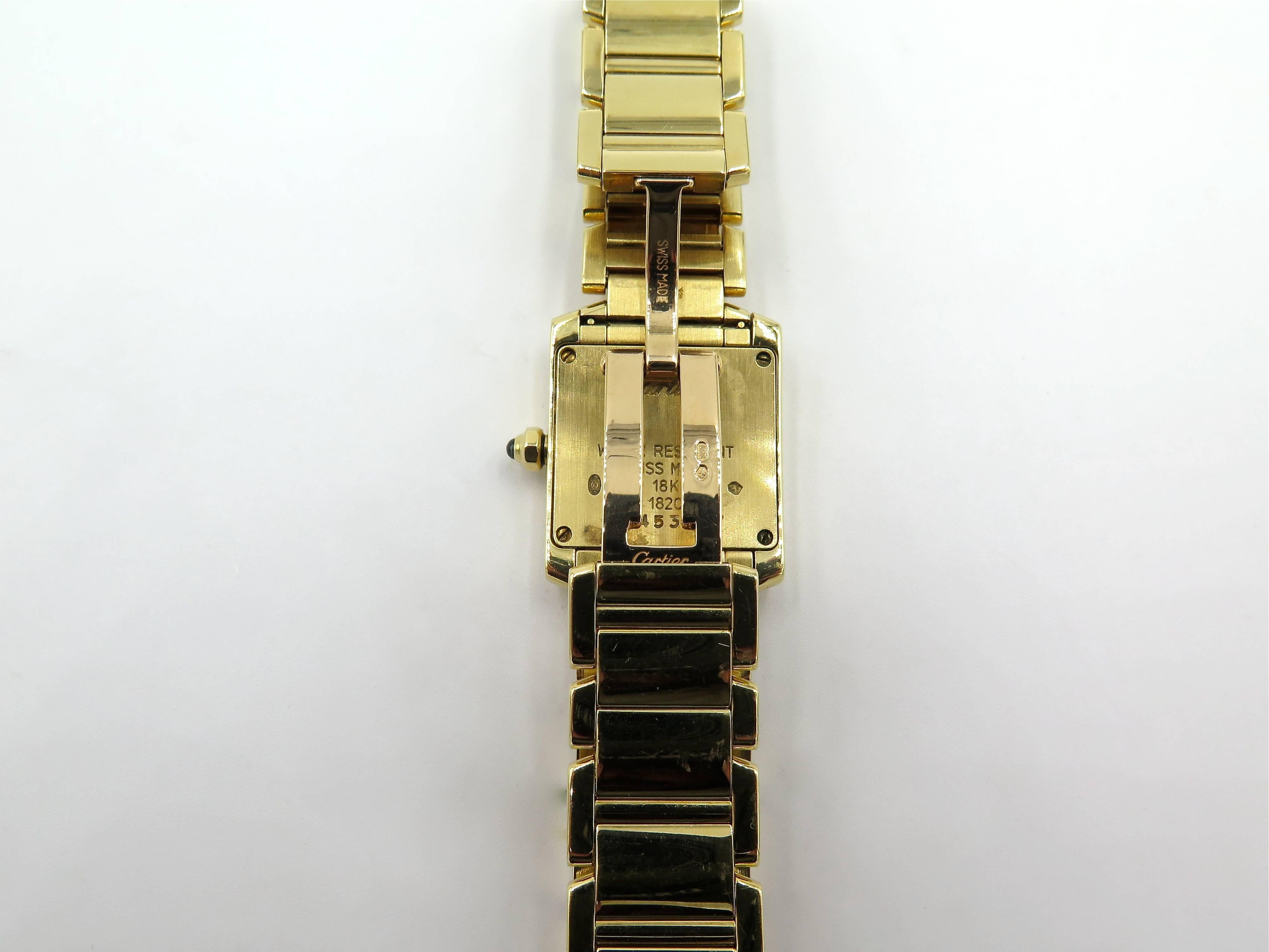 Cartier Ladies yellow Gold Tank Francaise quartz Wristwatch In Excellent Condition In New York, NY