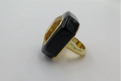 Black Jade, Citrine and Gold Ring
