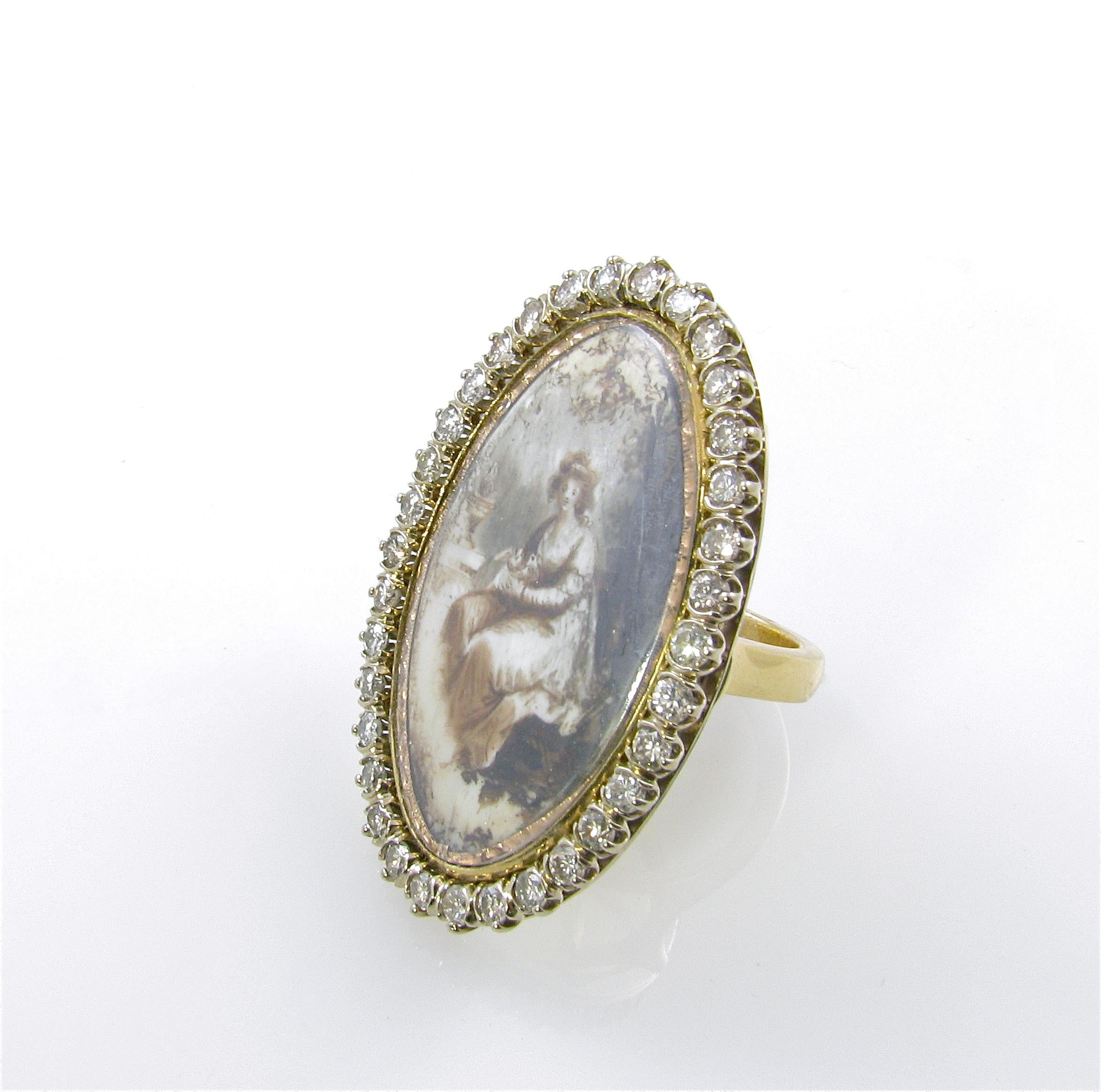 Antique Diamond Gold Memento Plaque Ring In Excellent Condition In New York, NY