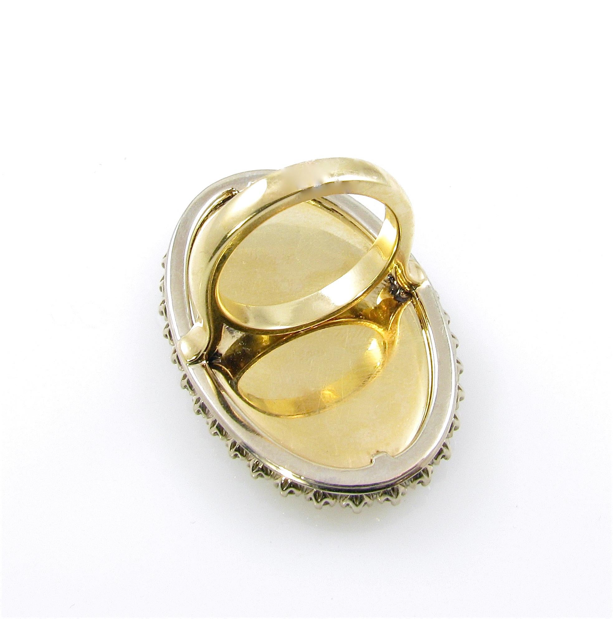 Women's Antique Diamond Gold Memento Plaque Ring