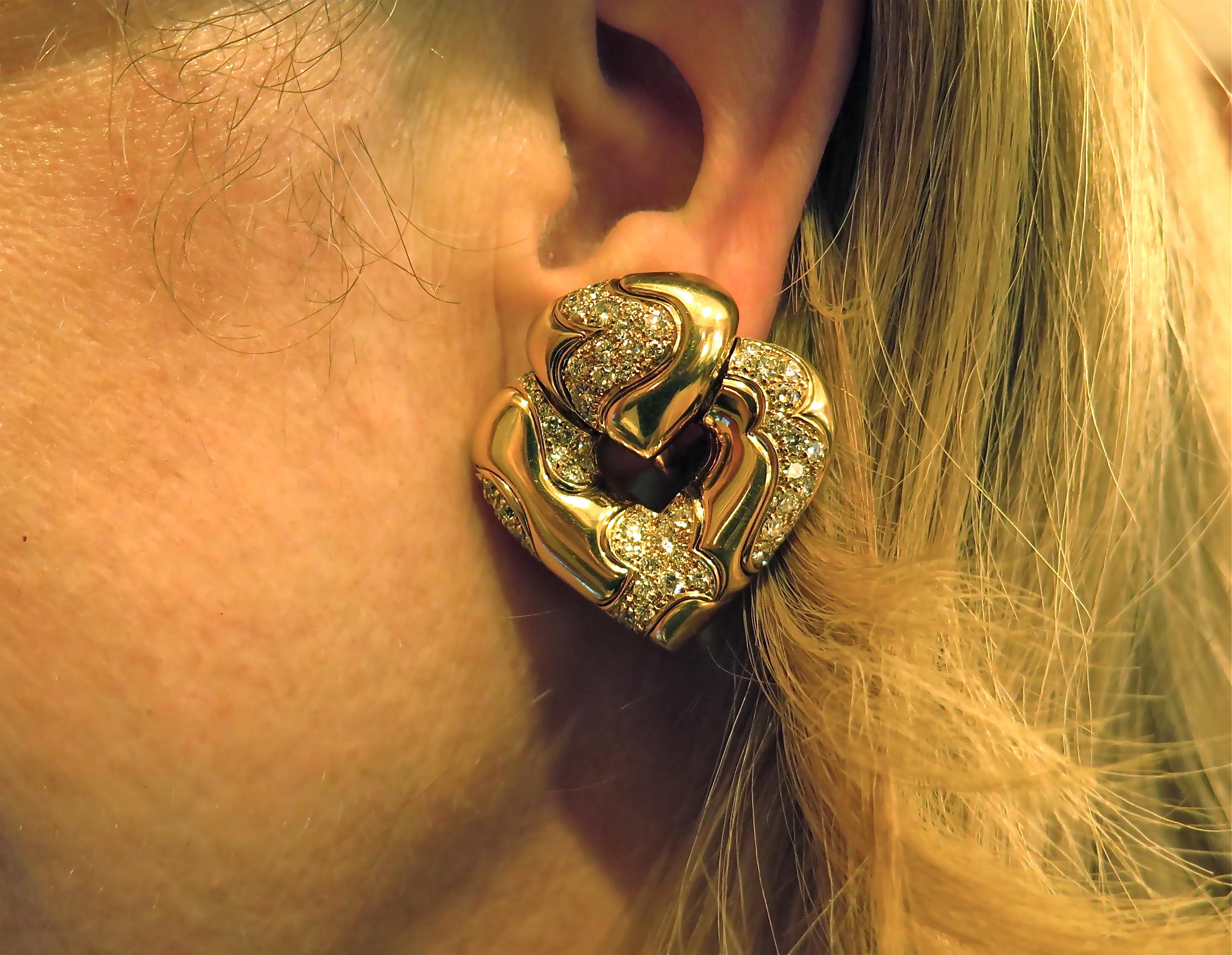 Women's or Men's Marina B. Gold and Diamond Pardy Earrings