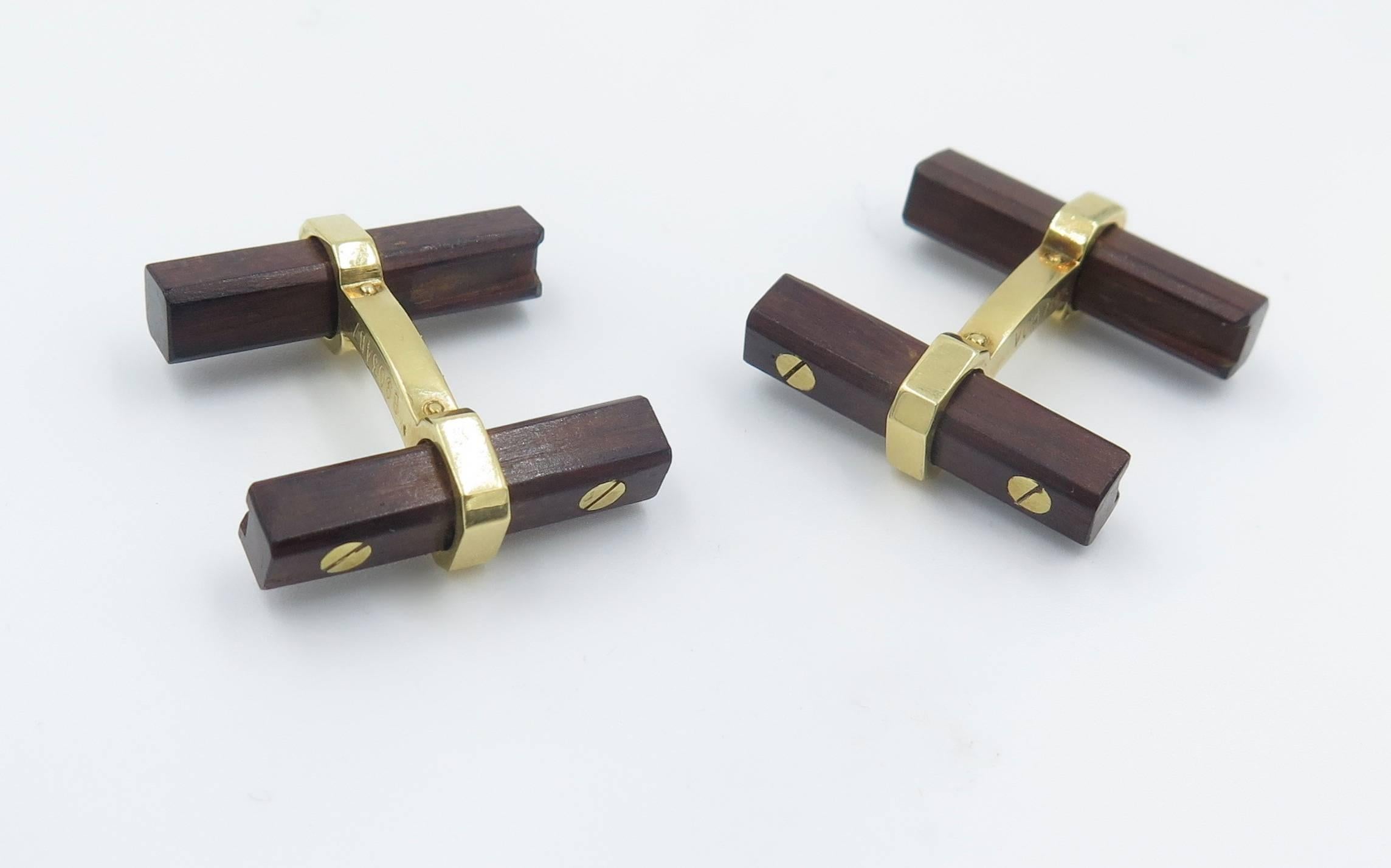 Women's Van Cleef & Arpels Wood Gold Cufflinks