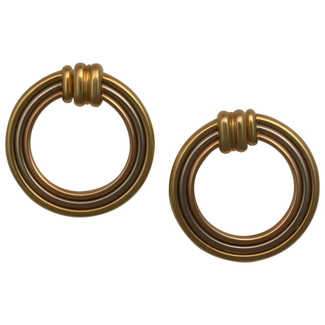 Cartier 3-Color Gold Hoop Earrings For Sale