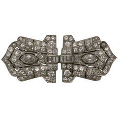 Art Deco Diamond Platinum Double Clips