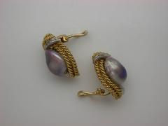 Elegant Baroque Pearl Silver Earclips