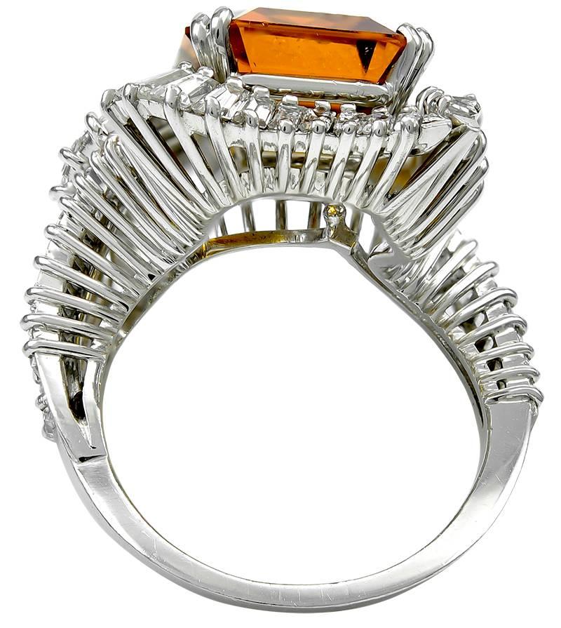 Women's 1960s Piaget Orange Sapphire Diamond Platinum Ring