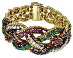 Elegant Boucheron Braided Gemstone Bracelet
