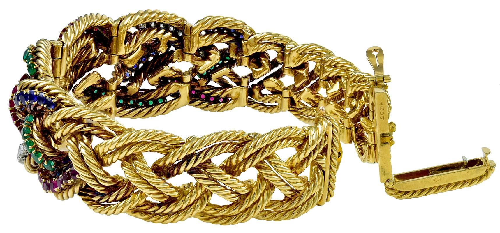 Elegant Boucheron Braided Gemstone Bracelet In Excellent Condition For Sale In New York, NY