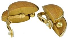 Sophia Vari Wood Gold Earclips