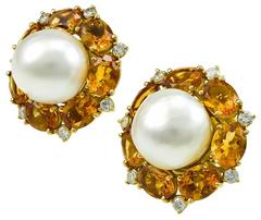 Seaman Schepps Pearl Citrine Earclips