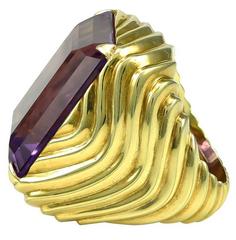 1980s Amethyst Gold Cocktail Ring