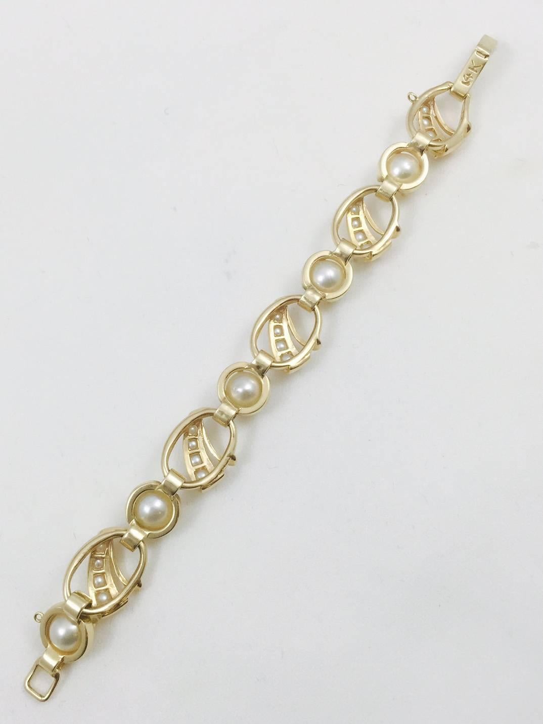 Contemporary 1960s Pearl Gold Bracelet For Sale