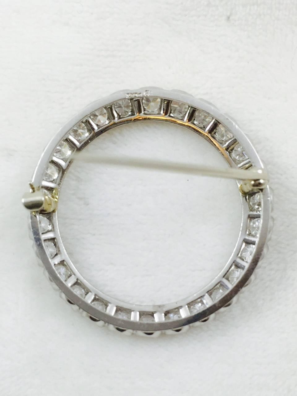 Contemporary 1960s Diamond Platinum Circle Brooch For Sale