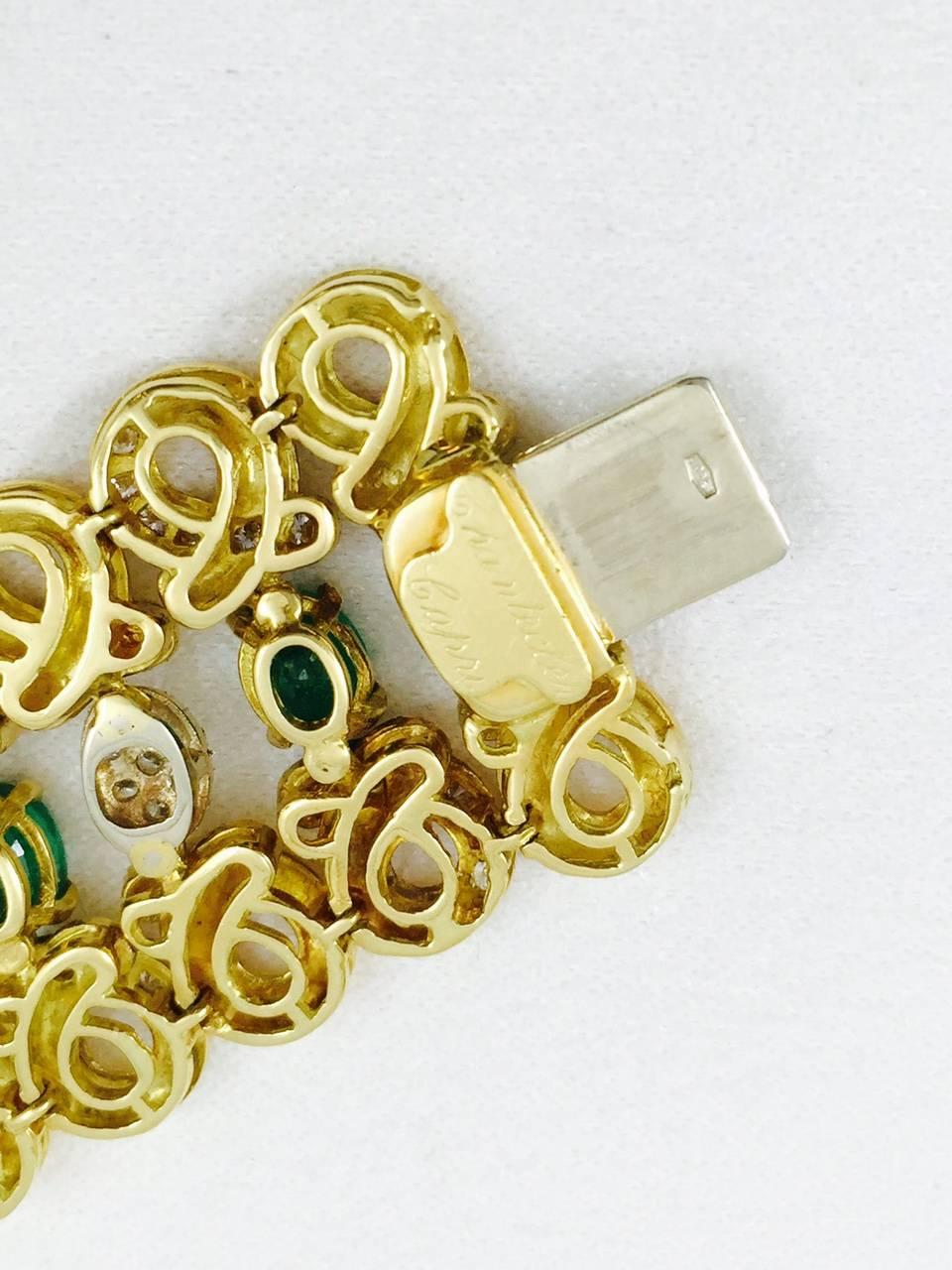 Contemporary Chantecler Capri Emerald Diamond Gold Bracelet, 1999 For Sale