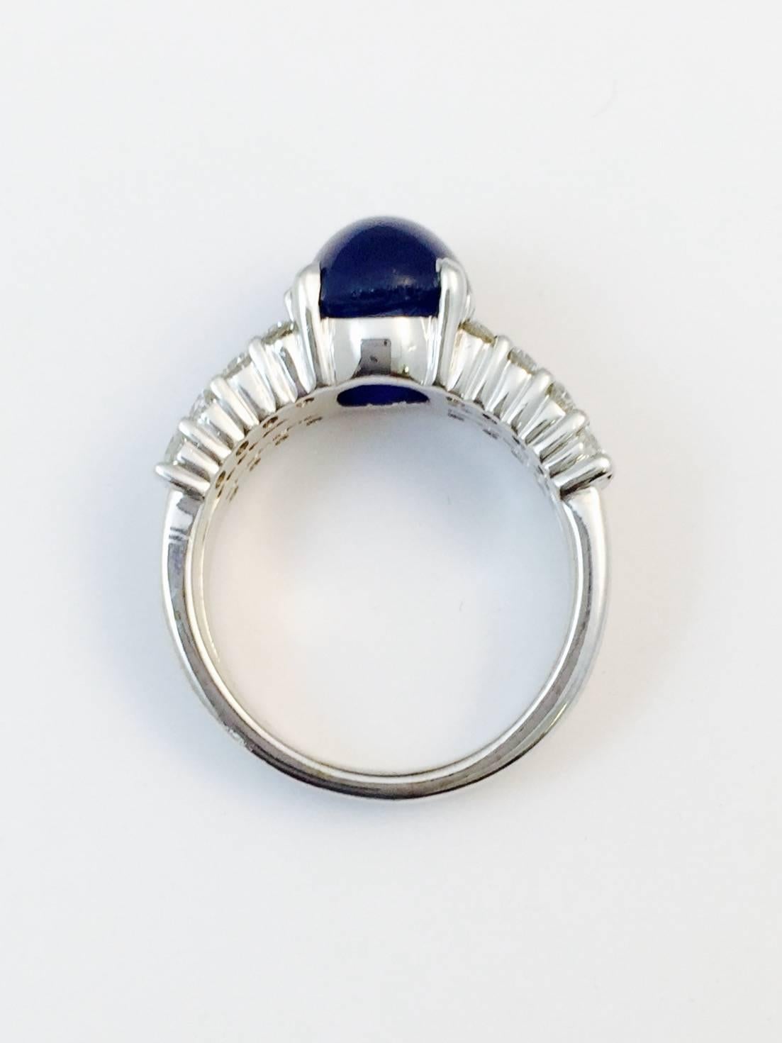 Contemporary Cabochon Sapphire Diamond Gold Ring For Sale