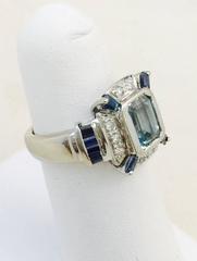 Aquamarine Sapphire Diamond Gold Ring