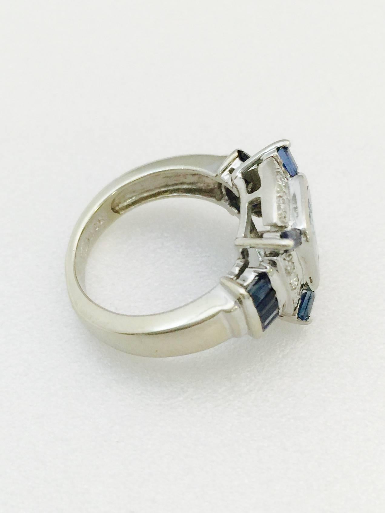 Aquamarine Sapphire Diamond Gold Ring In New Condition In Palm Beach, FL