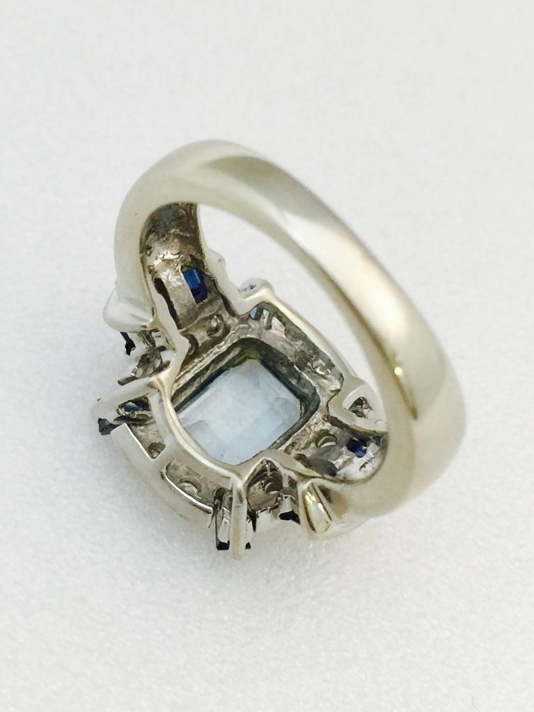 Aquamarine Sapphire Diamond Gold Ring 1