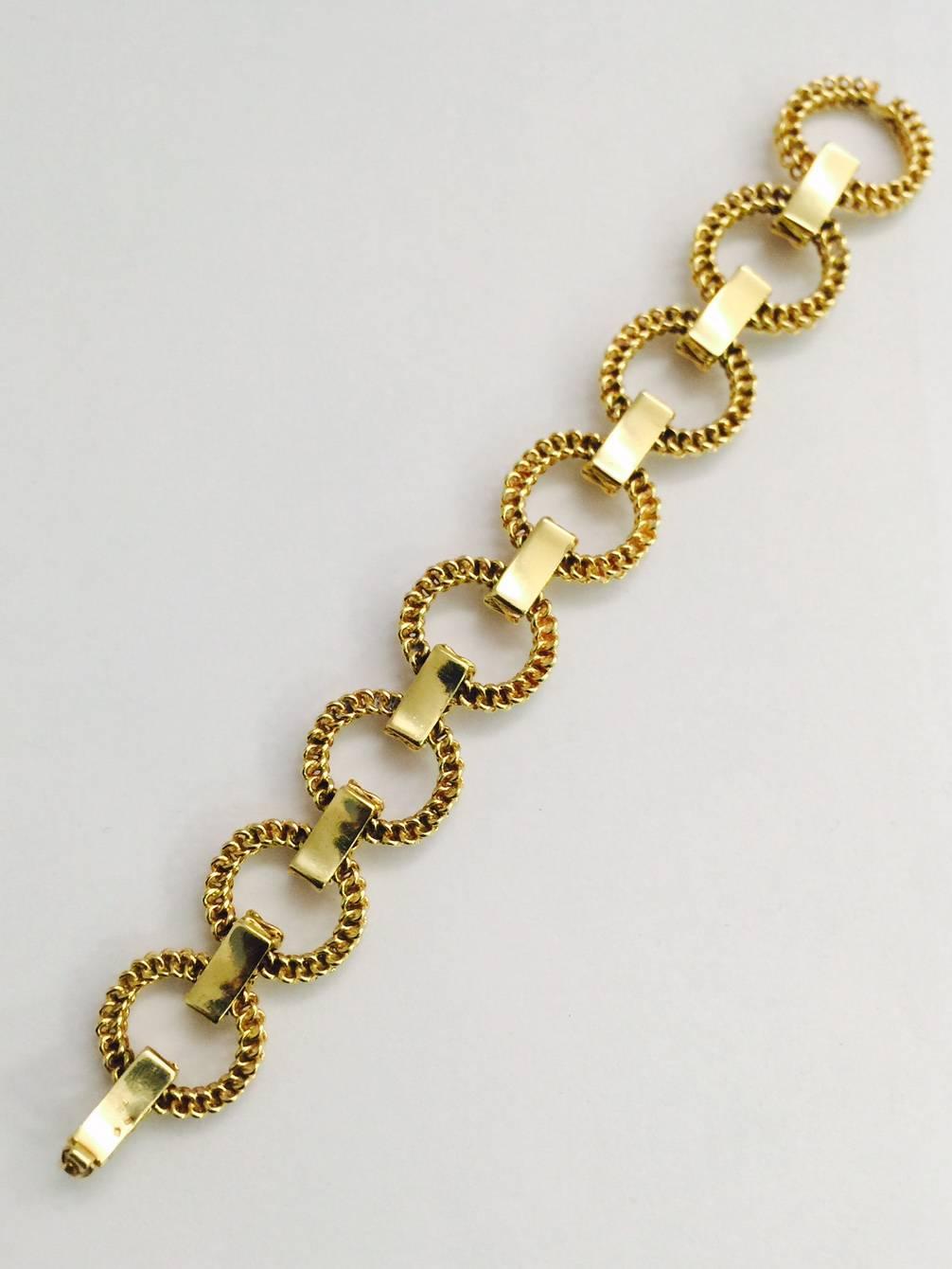 Contemporary 1960s Tiffany & Co. France Gold Chain Link Bracelet For Sale