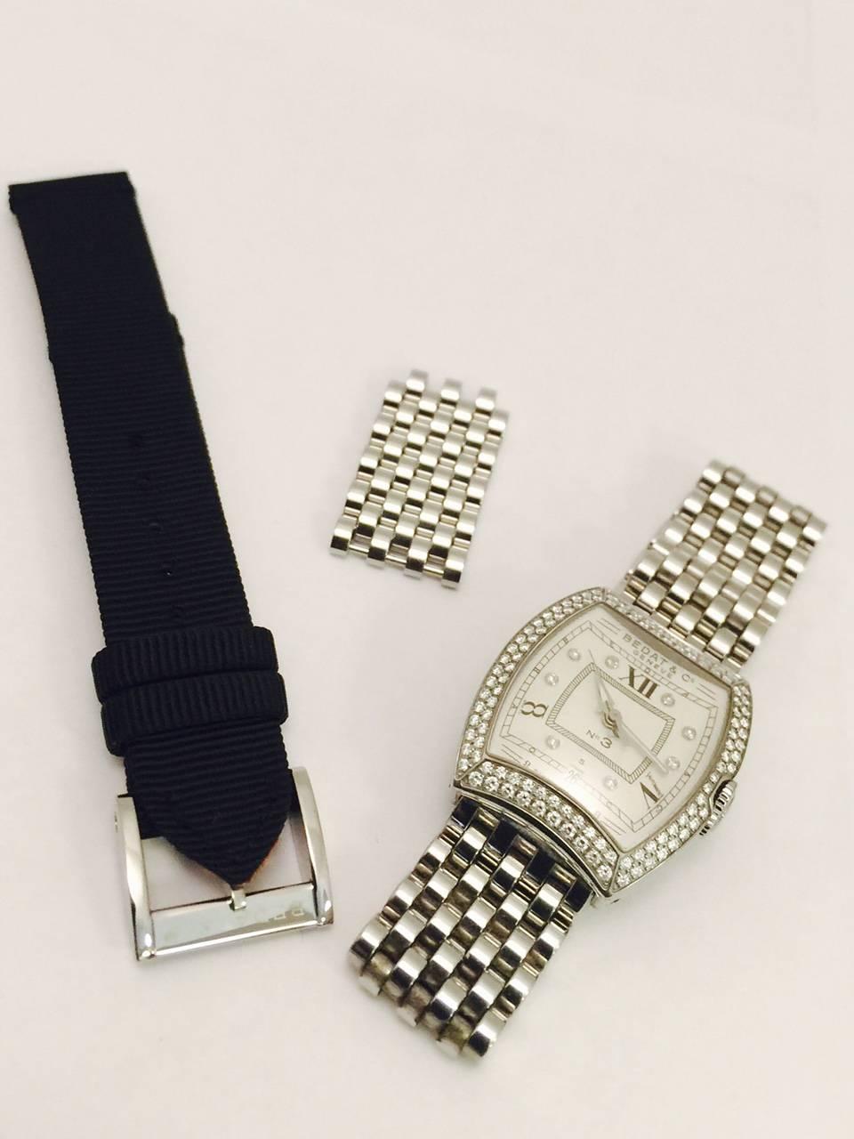 Contemporary Bedat & Co. #3 Ladies Stainless Steel Diamond Automatic Wristwatch For Sale