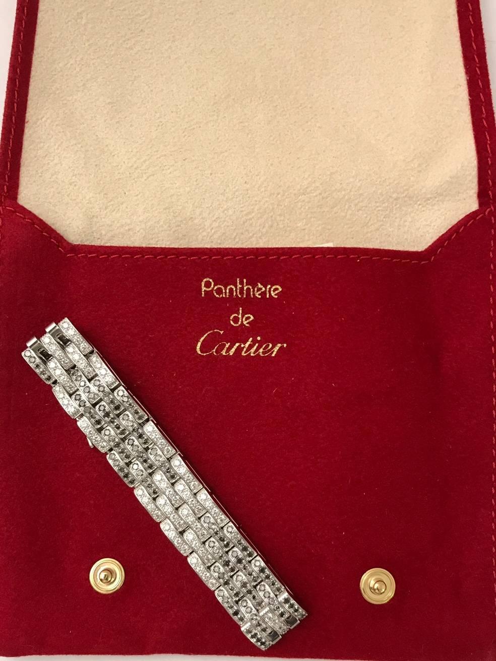 Cartier Black and White Diamond Maillon Panthere Bracelet In Excellent Condition In Palm Beach, FL