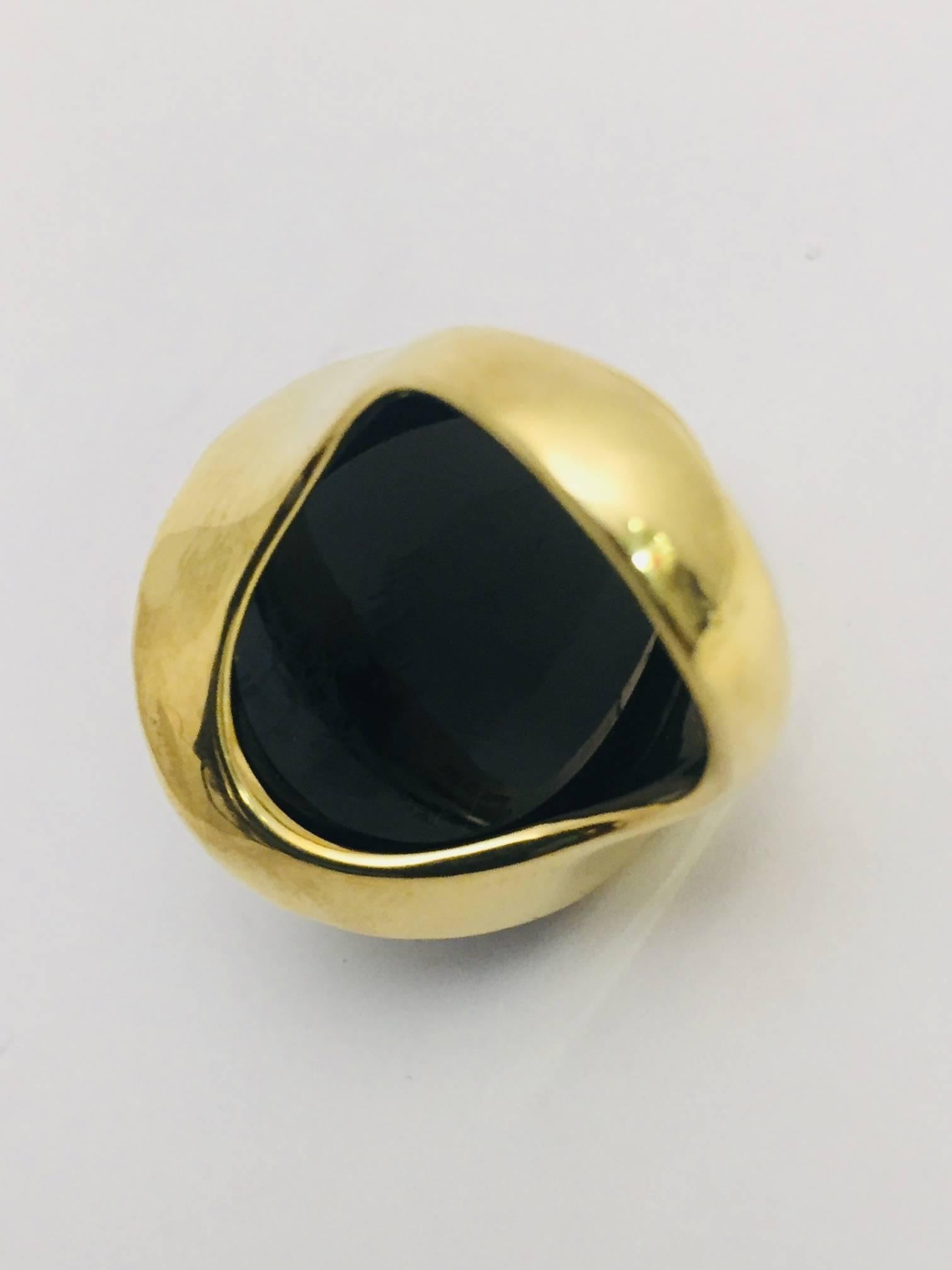 Regal Ippolita Onyx King Ring in 18 Karat Yellow Gold In New Condition For Sale In Palm Beach, FL
