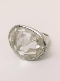 Impressive Ippolita Clear Quartz "Rock Candy" & Diamonds "Bean" Ring