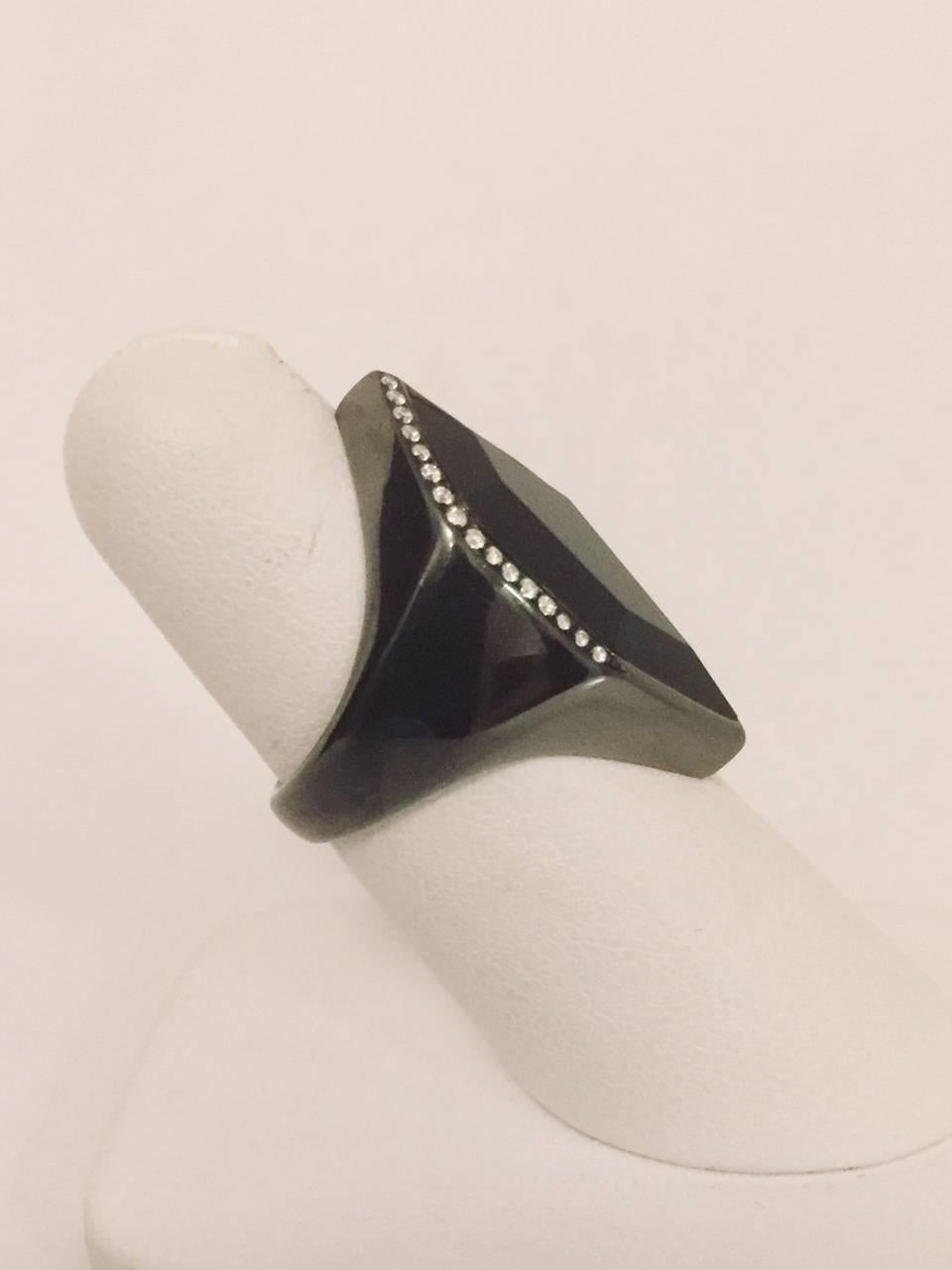 Ippolita Fine Jewelry, made in Italy, has become a fine jewelry favorite!  Outstanding designs both fresh and contemporary are hard to keep in stock!  This fantastic ring fabricated in sterling silver has been black rhodium finished.  An impressive,
