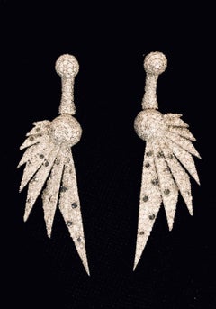 18 Karat Divine Diamond Art Deco Wing Earrings One of a Kind