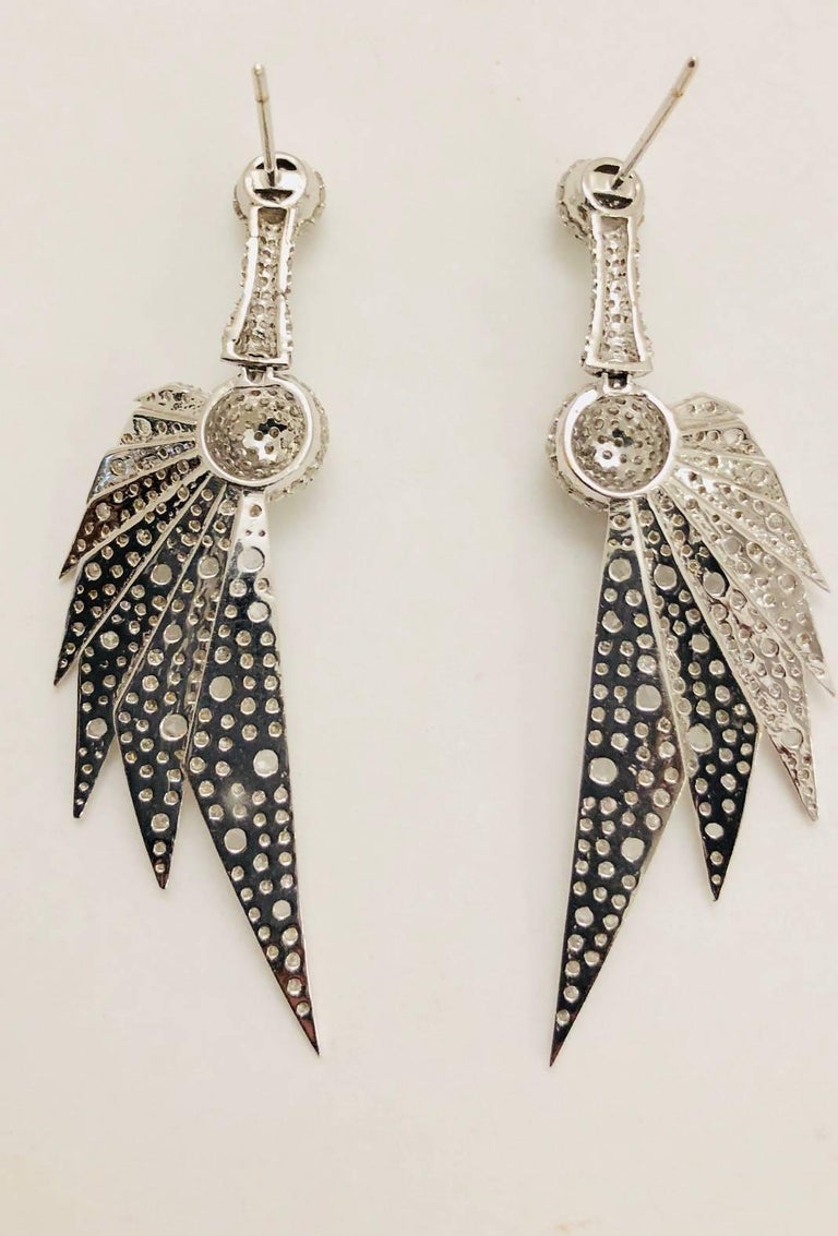 18 Karat Divine Diamond Art Deco Wing Earrings One of a Kind For Sale ...